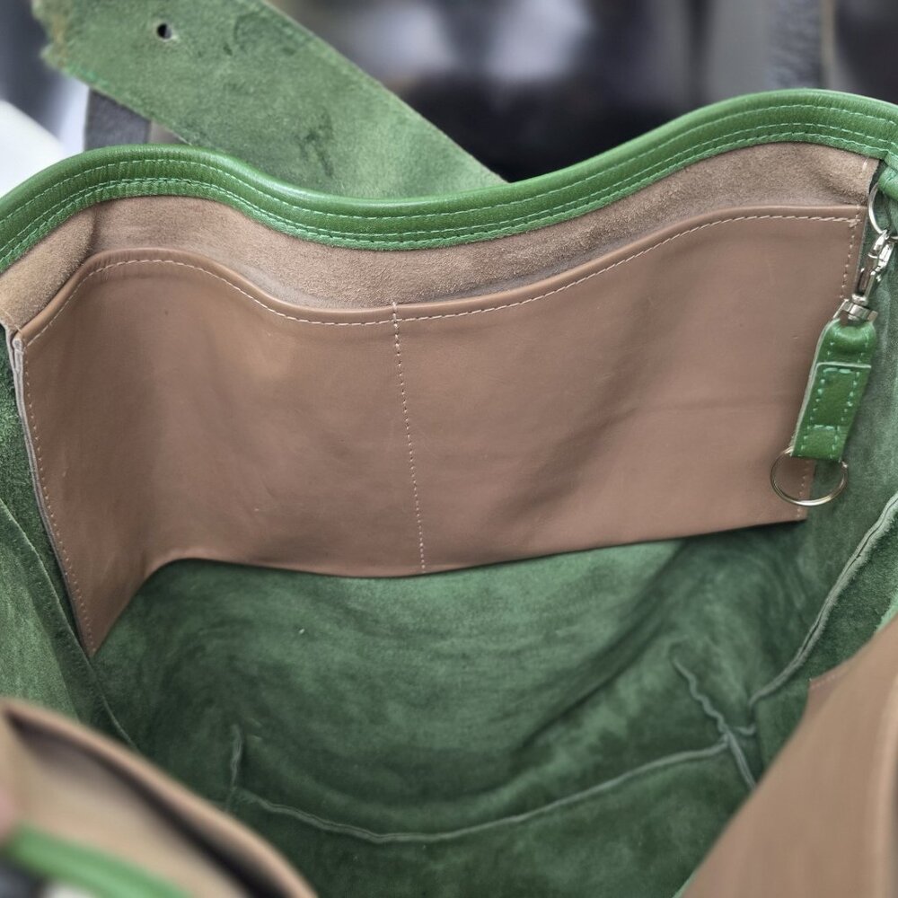 Handmade Grass Green Leather Tote Bag - Picture 15 of 16